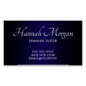 Zwart Donkerblauw Ombre Elegant Script Magnetisch Visitekaartje (Voorkant)