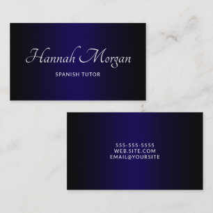 Zwart Donkerblauw Ombre Elegant Script Visitekaartje
