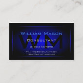 Zwart-donkerblauw-omhuld monogram - Visitekaartje (Voorkant)