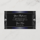 Zwart donkerblauw  Ornament met mousserende diaman Visitekaartje (Achterkant)