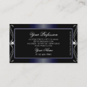 Zwart donkerblauw  Ornament met mousserende diaman Visitekaartje (Achterkant)