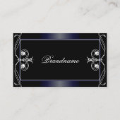 Zwart donkerblauw  Ornament met mousserende diaman Visitekaartje (Voorkant)