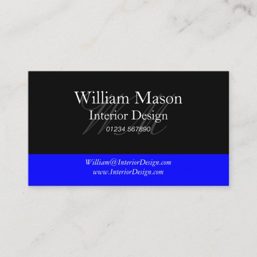 Zwart-donkerblauw professioneel Visitekaartje (Voorkant)