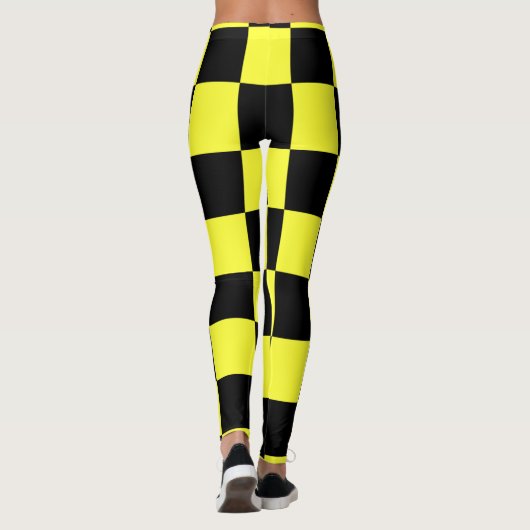 Zwart-donkergele controllerpatroonpatronen leggings (Achterkant)