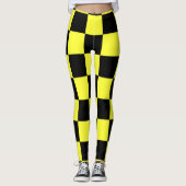 Zwart-donkergele controllerpatroonpatronen leggings (Voorkant)