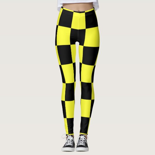 Zwart-donkergele controllerpatroonpatronen leggings (Voorkant)