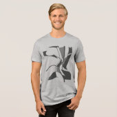 Zwart Donkergrijs Draaiend Draaiend Art Abstract Tri-Blend Shirt (Voorkant volledig)