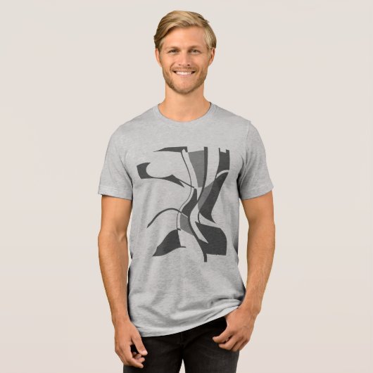 Zwart Donkergrijs Draaiend Draaiend Art Abstract Tri-Blend Shirt (Voorkant volledig)