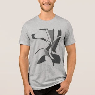 Zwart Donkergrijs Draaiend Draaiend Art Abstract Tri-Blend Shirt