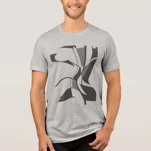 Zwart Donkergrijs Draaiend Draaiend Art Abstract Tri-Blend Shirt (Voorkant)