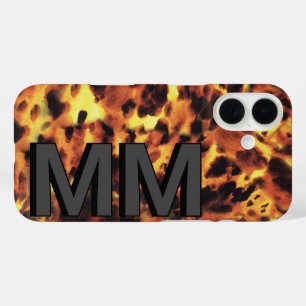 Zwart Donkergrijs Monogrammed Tortoiseshell iPhone 16 Hoesje