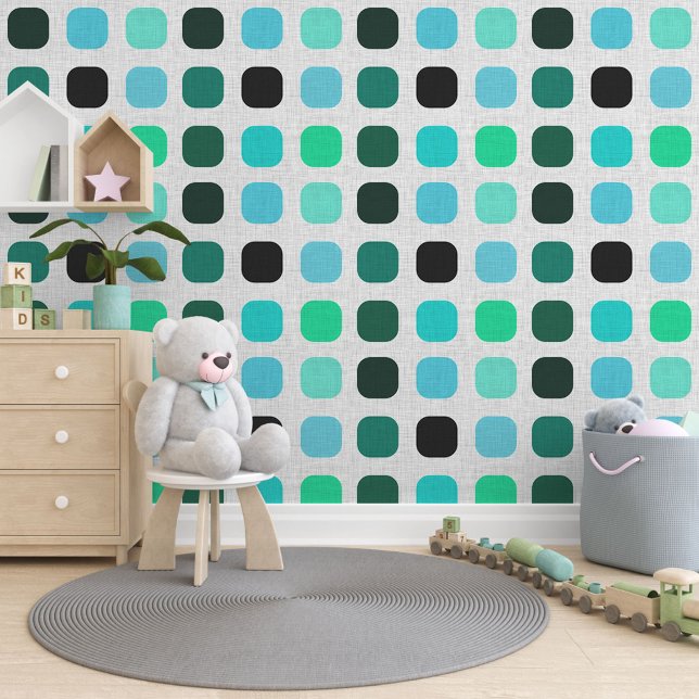 Zwart Donkergroen Aqua Turquoise Blauw Kunstpatroo Behang (Creator heeft geüpload)