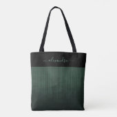 Zwart Donkergroen gestreepte ombre elegant persona Tote Bag (Achterkant)