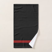 Zwart + donkerrood bad handdoek (Handdoek)