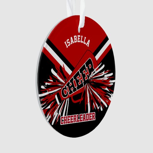 Zwart, Donkerrood en wit 📣 Cheerleader Ornament (voorkant)