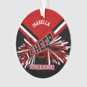 Zwart, Donkerrood en wit 📣 Cheerleader Ornament (voorkant)