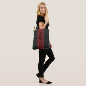 Zwart & donkerrood gestikt leer textuur tote bag (Op model)