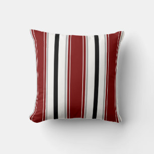 Zwart Donkerrood Grijs Wit Verticaal Stripes Patro Kussen