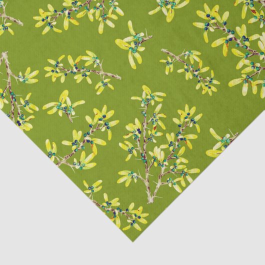 Zwart doorn groen patroon tissuepapier (Detail)