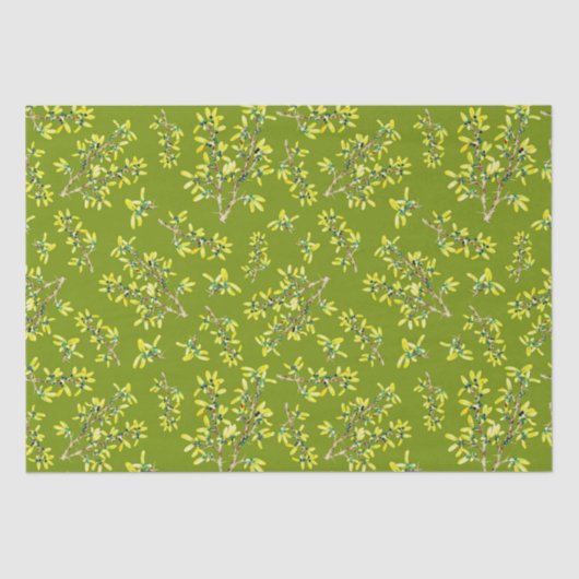 Zwart doorn groen patroon tissuepapier (Voorkant)