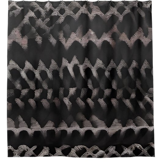 Zwart Douchegordijn Tribal Design (Voorkant)