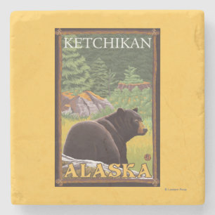 Zwart draag in Bos - Ketchikan, Alaska Stenen Onderzetter