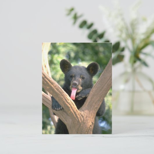 Zwart draag welp briefkaart (Staand voorkant)