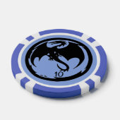 Zwart Dragon blauw 10 gestreepte poker chip (Enkel)