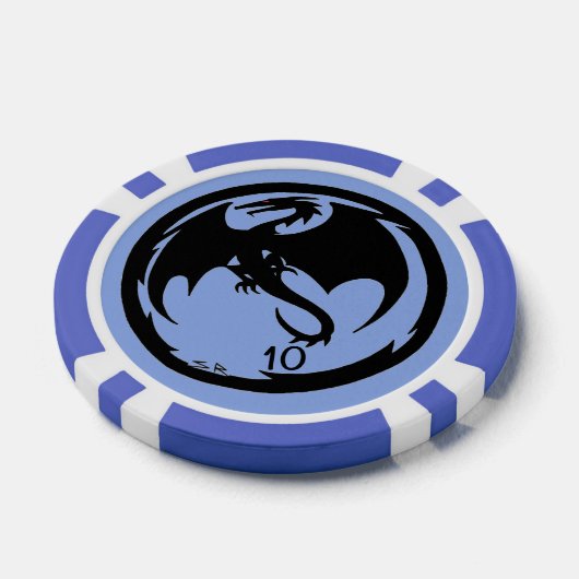 Zwart Dragon blauw 10 gestreepte poker chip (Enkel)