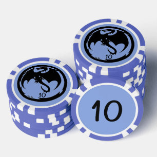 Zwart Dragon blauw 10 gestreepte poker chip