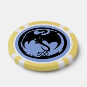 Zwart Dragon blauw geel 500 gestreepte poker chip (Enkel)