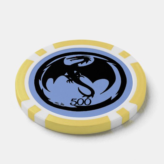 Zwart Dragon blauw geel 500 gestreepte poker chip (Enkel)