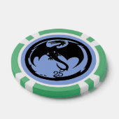 Zwart Dragon blauw groen 25 gestreepte poker chip (Enkel)