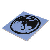 Zwart dragon Blauw groot tegel Tegeltje (Zijkant)