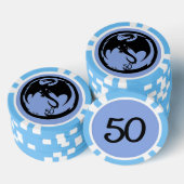 Zwart Dragon blauw lt blauw 50 gestreepte poker ch Poker Chips (Opstapeling)