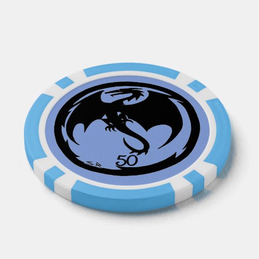 Zwart Dragon blauw lt blauw 50 gestreepte poker ch Poker Chips (Enkel)