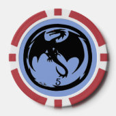 Zwart Dragon blauw rood 5 gestreepte poker chip (Voorkant)