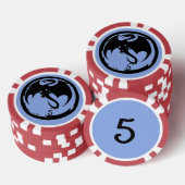 Zwart Dragon blauw rood 5 gestreepte poker chip (Opstapeling)