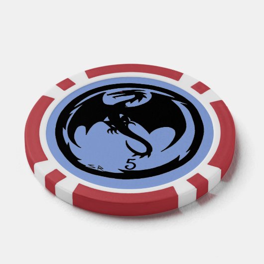 Zwart Dragon blauw rood 5 gestreepte poker chip (Enkel)
