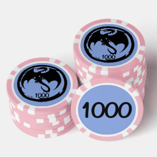 Zwart Dragon blauw roze 1000 gestreepte pokerchip