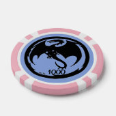 Zwart Dragon blauw roze 1000 gestreepte pokerchip (Enkel)