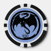 Zwart Dragon blauw zwart 100 gestreepte poker chip (Voorkant)