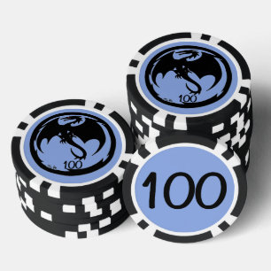 Zwart Dragon blauw zwart 100 gestreepte poker chip