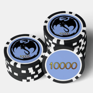 Zwart Dragon blauw zwart goud 10K streep poker chi Chips