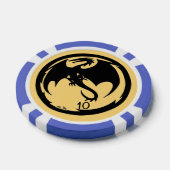 Zwart Dragon goud blauw 10 gestreepte poker chip (Enkel)