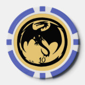 Zwart Dragon goud blauw 10 gestreepte poker chip (Voorkant)
