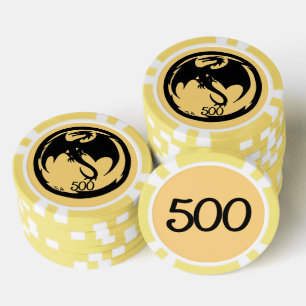 Zwart Dragon goud geel 500 gestreepte poker chip