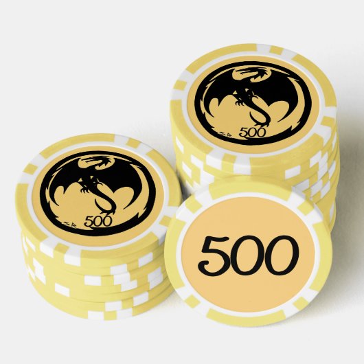 Zwart Dragon goud geel 500 gestreepte poker chip (Opstapeling)