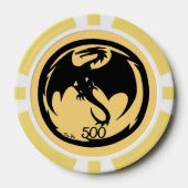 Zwart Dragon goud geel 500 gestreepte poker chip (Voorkant)