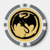 Zwart Dragon goud grijs 1 gestreepte poker chip (Voorkant)